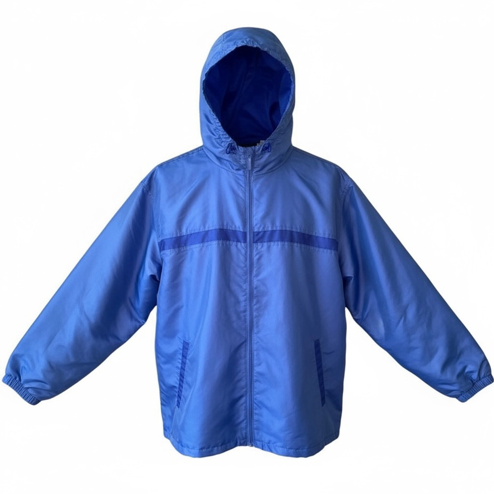 Vintage Navika 90's Blue Track Jacket Mesh Lined Hooded Windbreaker Size XL